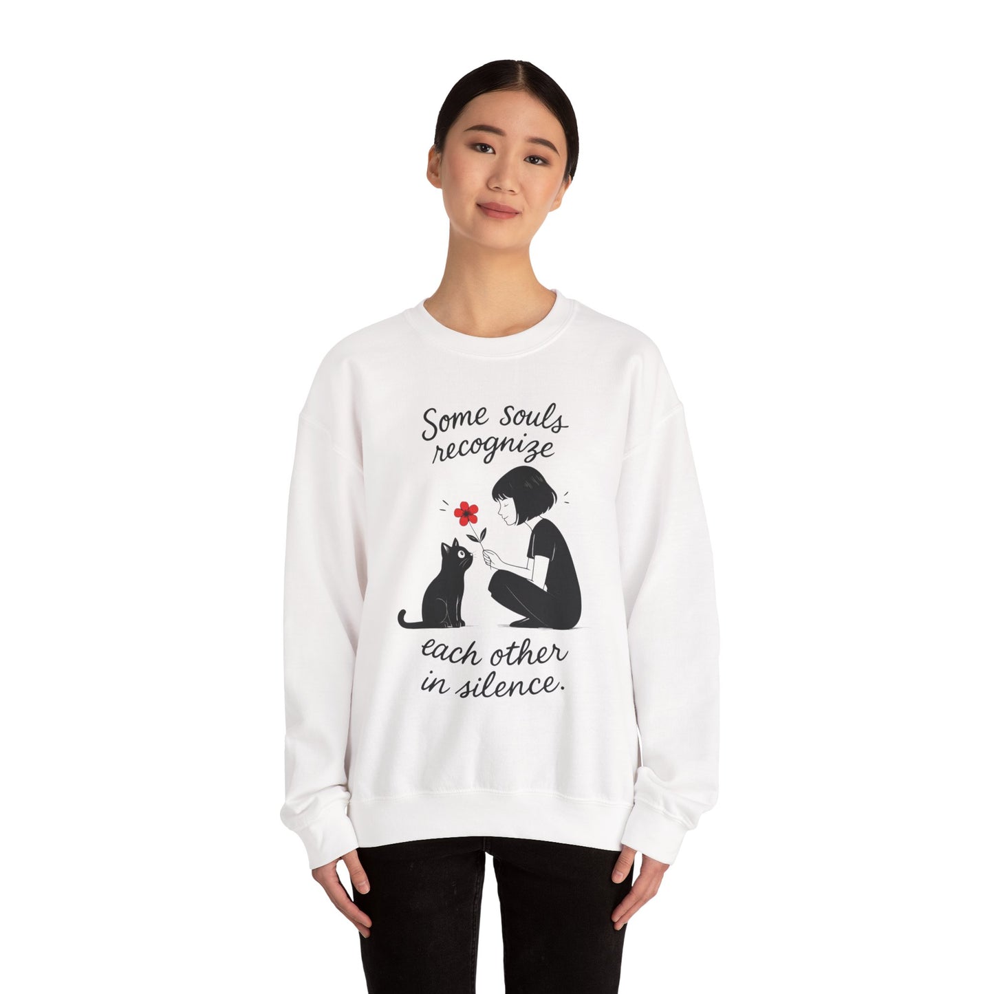 Soulful Cat and Human Crewneck Sweatshirt, Cozy Gift for Cat Lovers, Womens Sweatshirt, Animal Lover Apparel, Thoughtful Gift Idea