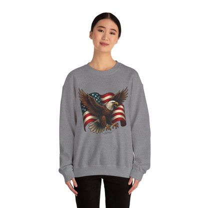 Patriotic Eagle Sweatshirt - Unisex Crewneck, USA Flag Apparel, Memorial Day, Veteran's Day, Independence Day, Gift for Patriots