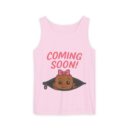 Coming Soon Maternity  Tank Top, Cute Baby Girl Pregnancy Announcement Shirt, Expecting Mom Gift, Gender Reveal Tank, Baby Shower Gift