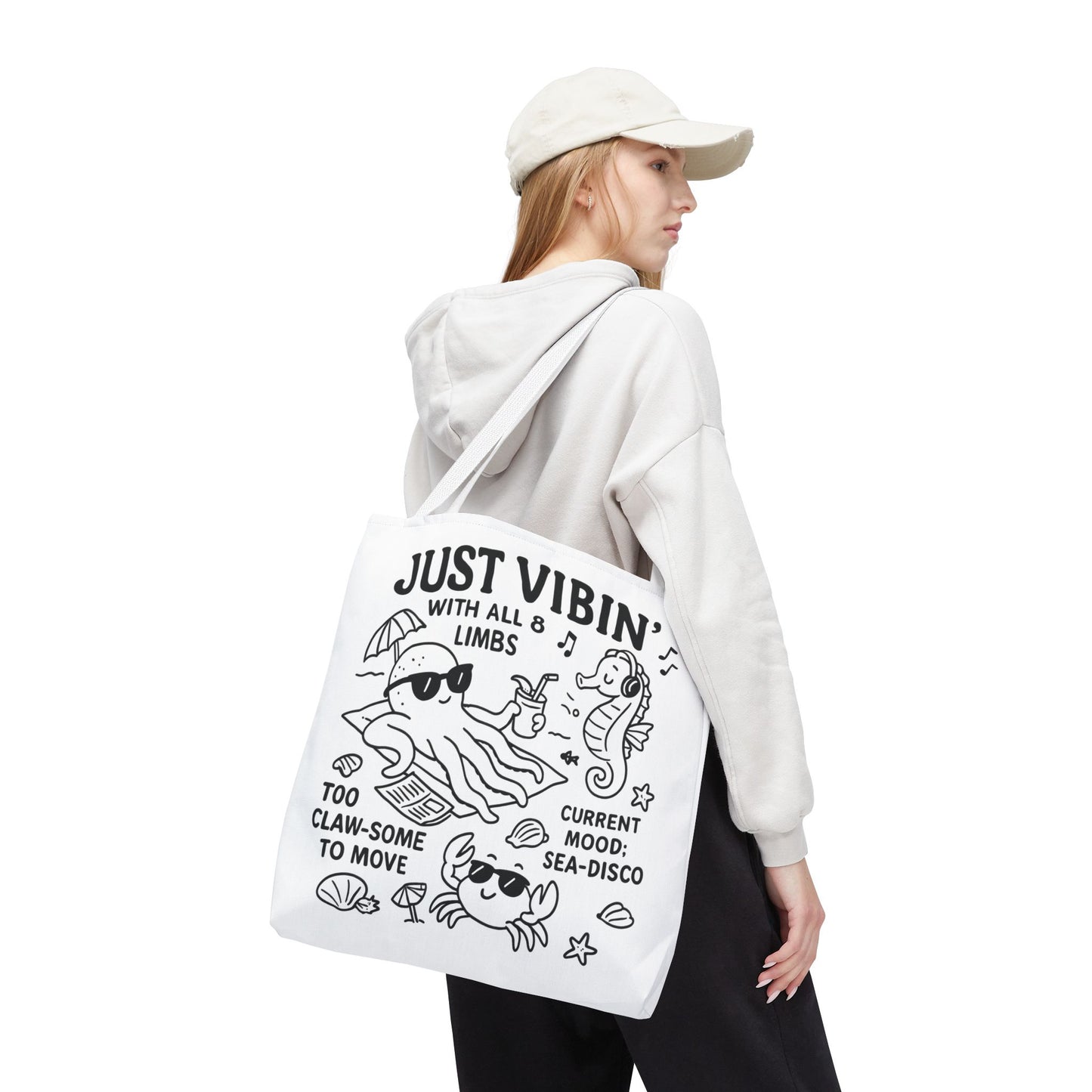 Fun Sea-Themed Tote Bag, Beach Accessories, Summer Vibes, Gift for Ocean Lovers, Reusable Shopping Bag, Cute Beach Tote