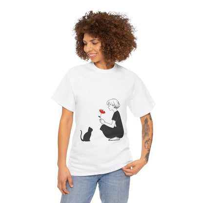 Cat Lover's Heavy Cotton Tee, Cute Cat Shirt, Pet Owner Gift, Animal Lover Apparel, Birthday Gift for Her, Women's Cotton T-Shirt, Cat Lover