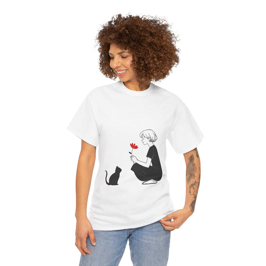 Cat Lover's Heavy Cotton Tee, Cute Cat Shirt, Pet Owner Gift, Animal Lover Apparel, Birthday Gift for Her, Women's Cotton T-Shirt, Cat Lover