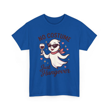 No Costume Just Hungover Women's T-Shirt, Funny Ghost Wine Halloween Party Graphic Tee