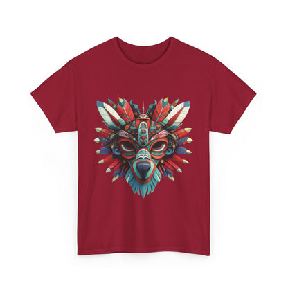 Tribal Wolf Mask T-Shirt, Colorful Native Spirit Animal Tee, Unisex Heavy Cotton Graphic Shirt, Boho Ethnic Festival Top,Gift for Art Lovers