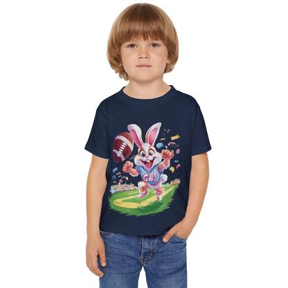 Touchdown Bunny Toddler T-Shirt - Fun Easter Football Shirt for Kids, Playful Bunny Sports Tee, Spring Game Day Outfit, Kids Easter Gift