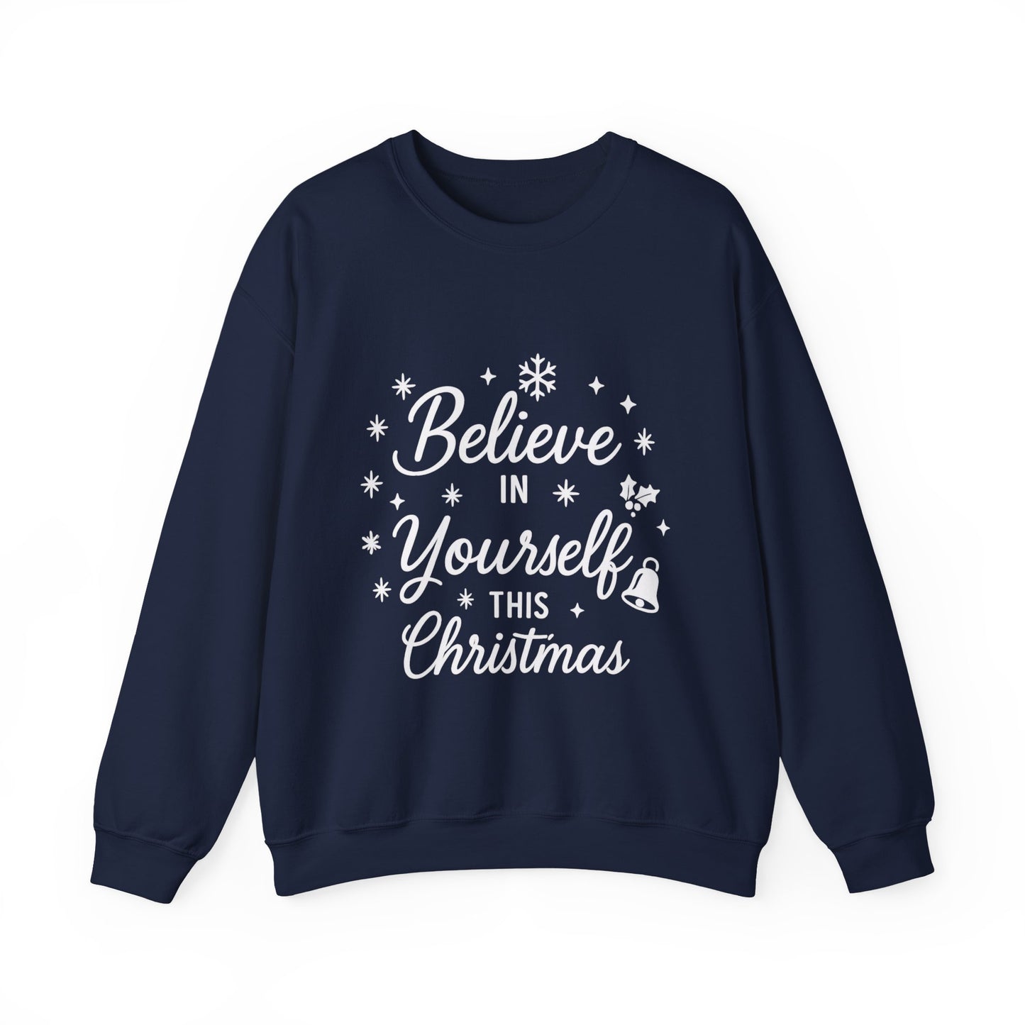 Women's Believe in the Magic Christmas Sweatshirt, Cozy Holiday Santa Hat Pullover, Women's Heavy Blend™ Crewneck Sweatshirt