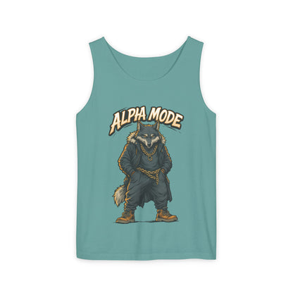 Alpha Mode Wolf Tank Top, Mens Hip Hop Gym Tank, Cool Streetwear Muscle Tank, Savage Wolf Graphic Top, Alpha Male Workout Shirt, Beachwear