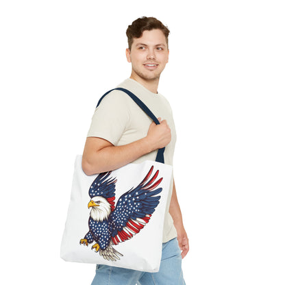 Patriotic Eagle Tote Bag, AOP, Perfect for July 4th, Festivals, Eco-Friendly Shopping, Gift for Nature Lovers, large canvas bag, beach bag
