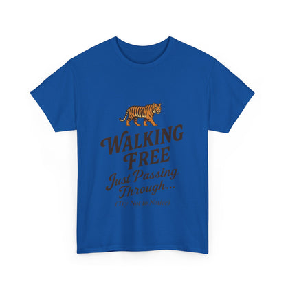 Walking Free Tiger Shirt for Men - Just Passing Through Funny Graphic Tee - Wild Animal Casual Top, Gift Nature Lovers