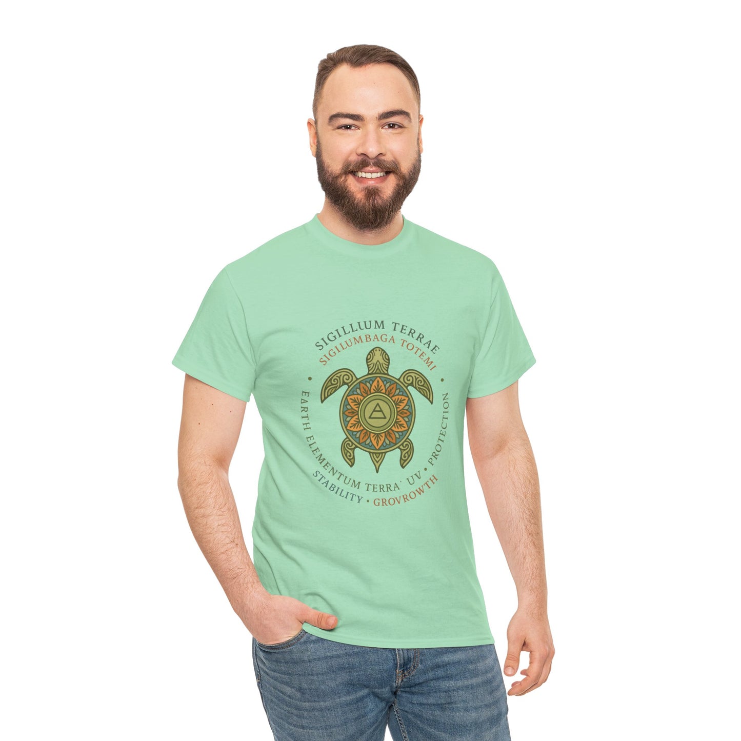 Earth Totem Turtle Unisex T-Shirt, Sigillum Terrae Symbol, Elemental Growth Unisex Tee, Spiritual UV Protection Shirt, Nature Symbol Gift