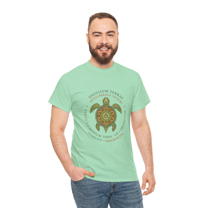 Earth Totem Turtle Unisex T-Shirt, Sigillum Terrae Symbol, Elemental Growth Unisex Tee, Spiritual UV Protection Shirt, Nature Symbol Gift