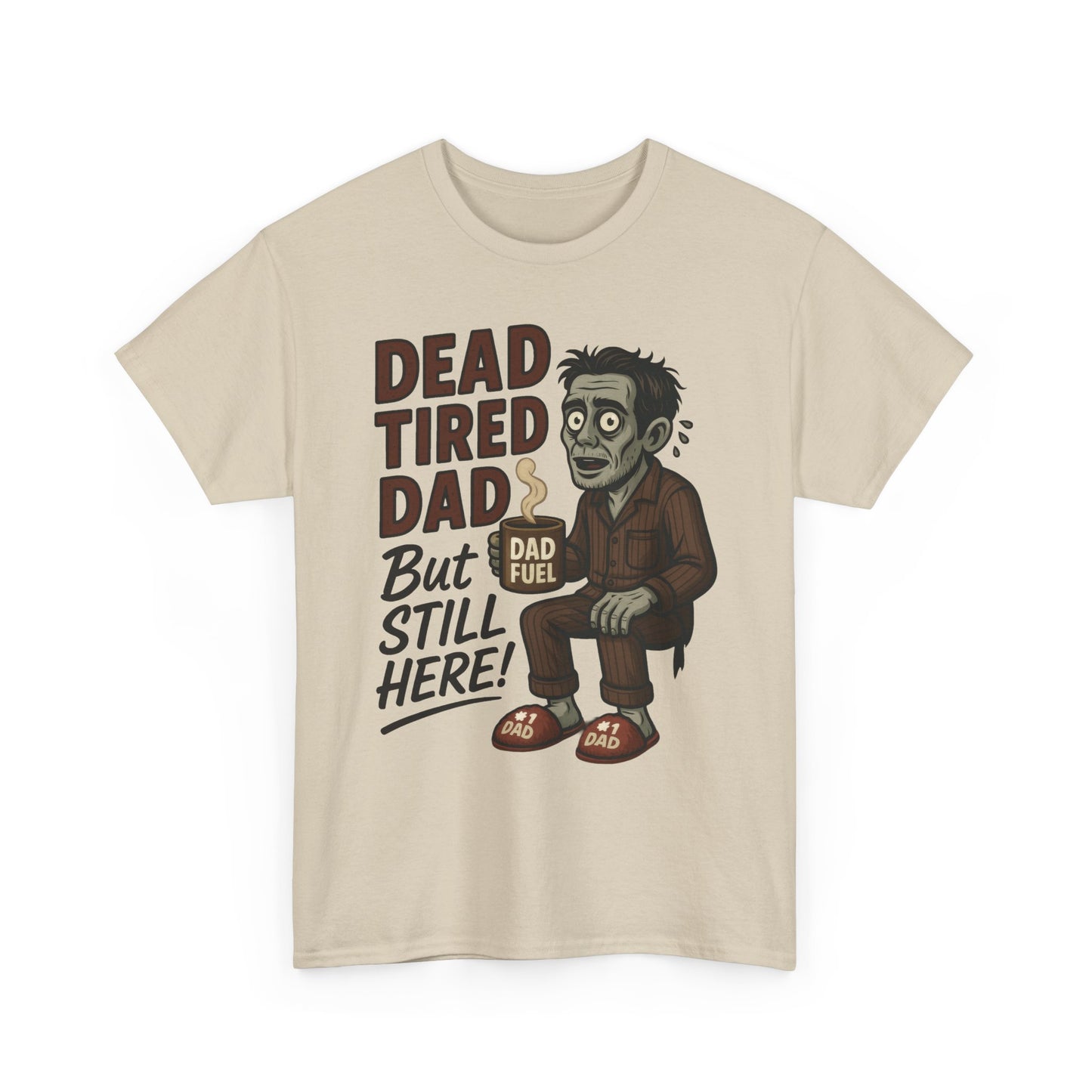 Dead Tired Dad Funny Zombie Coffee Men's T-Shirt, Father's Day Gift for Men, Dad Fuel Graphic Tee, Halloween Dad Tee