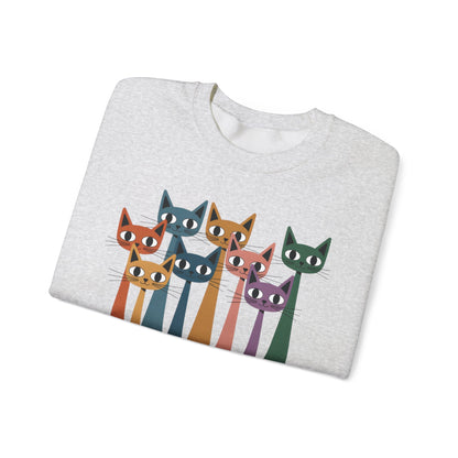 Colorful Cat Sweatshirt, Cozy Crewneck, Cat Lover Gift, Unisex Sweatshirt, Cute Animal Apparel, Fun Gift for Cat Owners
