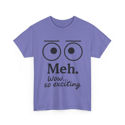 Funny Unisex Heavy Cotton Tee - 'Meh' Graphic Shirt, Casual Wear, Gift for Friends, Humor Tee, Everyday Outfit