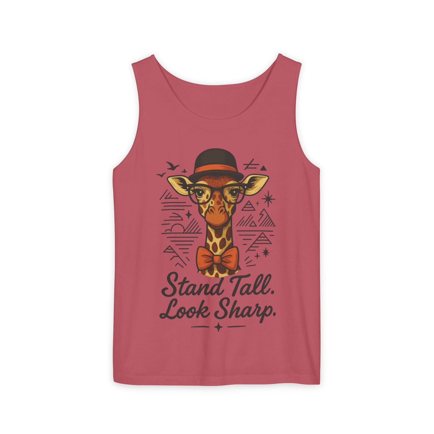 Giraffe Inspirational Tank Top, Stand Tall Look Sharp Shirt, Unisex Summer Apparel, Cute Animal Gift, Zoo Lover's Fashion