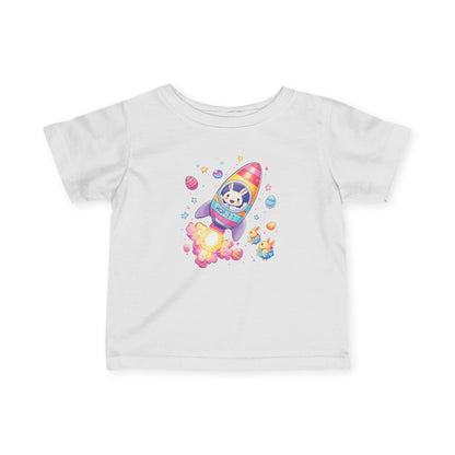 Easter Astronaut Bunny Infant Tee - Cute Rocket Bunny and Eggs Design, Fun Space Baby Shirt for 6-24 Months, Spring Holiday Outfit