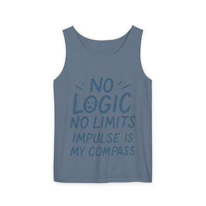 Funny Mens Tank Top, No Limits Impulse Quote, Relaxed Fit Tee, Casual Wear for Creatives, Gift for Artists Impulsive Style Shirt