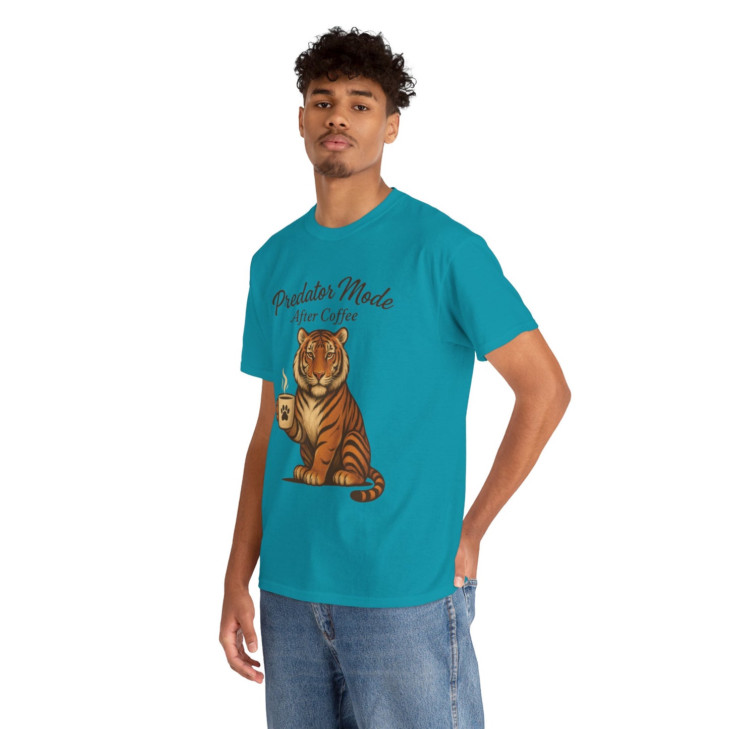 Predator Mode After Coffee Tiger Shirt, Funny Coffee Lover Tee, Mens Caffeine Graphic Tee, Morning Motivation Tiger Shirt,Coffee Addict Gift