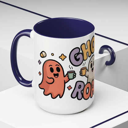 Ghost Roast Halloween Mug, Cute Spooky Coffee Cup, Kawaii Ghost Drinkware, Funny Fall Mug Gift for Coffee Lovers, Accent Coffee Mug (15oz)