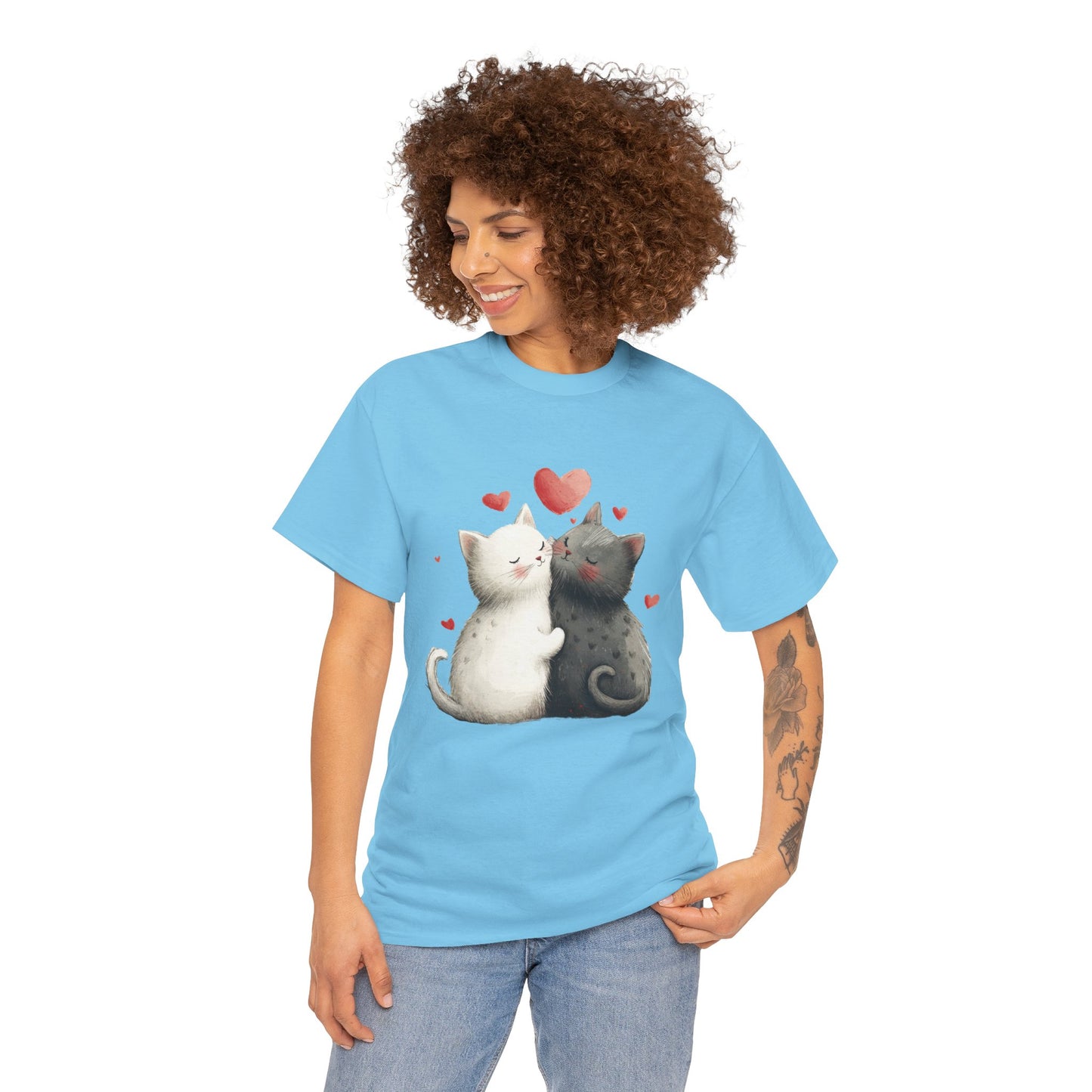 Cute Cat Love T-Shirt, Adorable Feline Couple Tee, Gift for Cat Lovers, Valentine's Day Shirt, Cozy Everyday Wear, Cat Mom T-Shirt