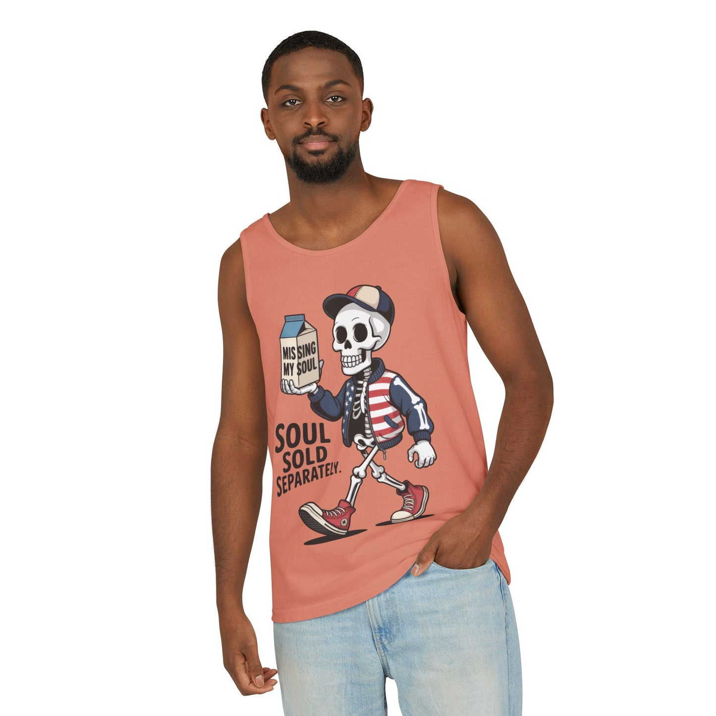 Funny Skeleton Tank Top, Soul Sold Separately Muscle Tee, Missing My Soul Graphic Shirt, Gothic Streetwear Workout Top
