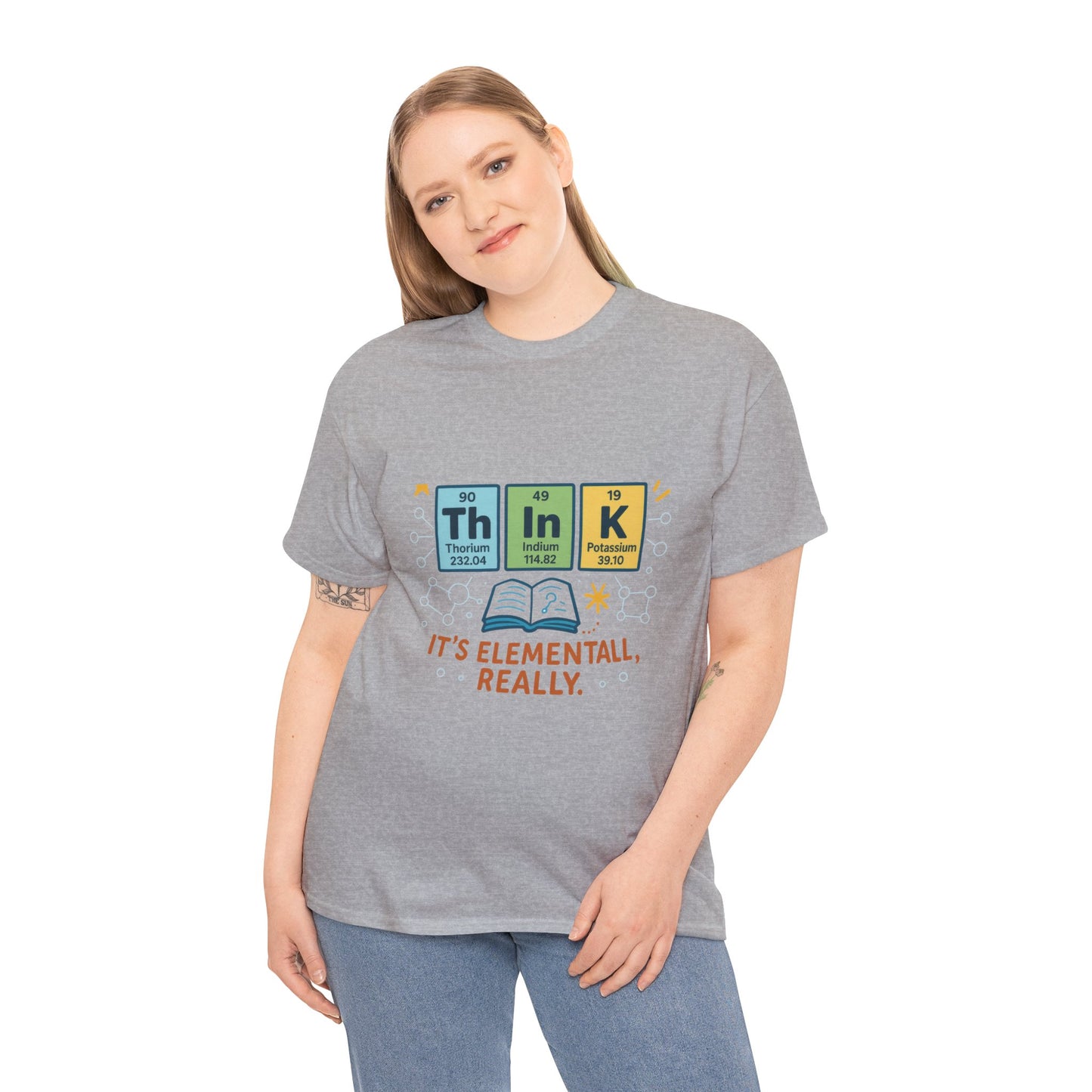 Smart Womens Science T-Shirt, THINK Periodic Table Tee, Funny Elemental Nerd Gift for Her, Graphic Tee for Science Lovers