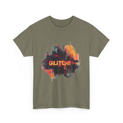 Glitch Art Unisex Heavy Cotton Tee, Trendy Graphic Top, Gift for Tech Lovers, Abstract Street Style Graphic Tee,Techcore Aesthetic Shirt