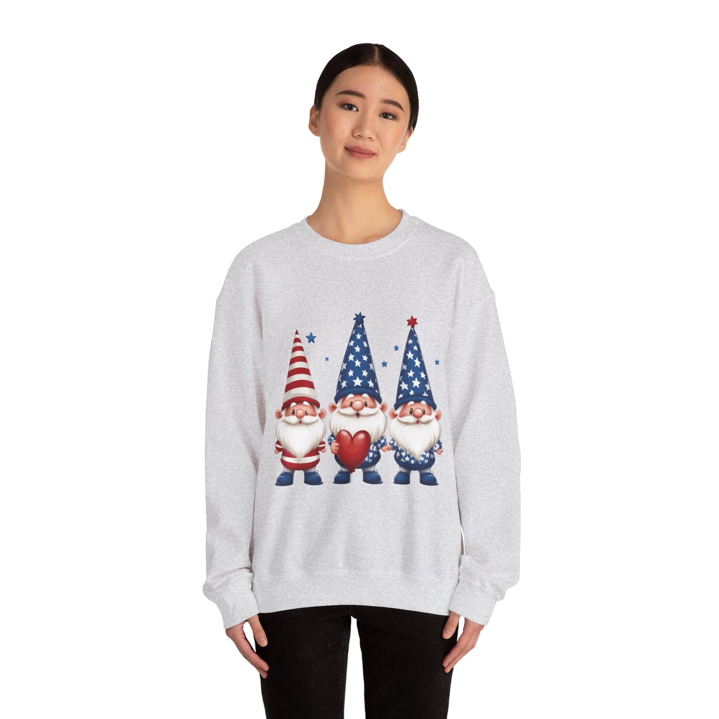 Patriotic Gnome Sweatshirt, Cozy Casual Wear for Independence Day, Gift for Gnome Lovers, 4th of July Apparel, All-Year Comfort