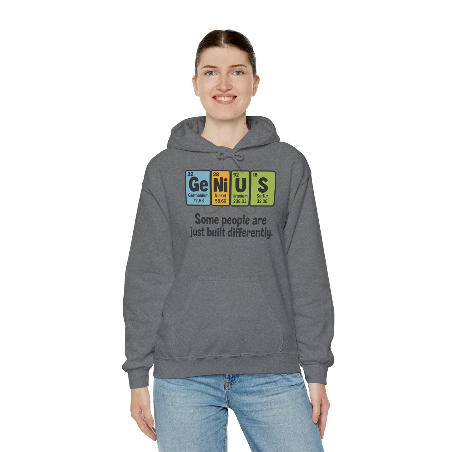 Funny Womens Genius Hoodie, Periodic Table Science Pullover, Nerdy Chemistry Sweatshirt for Her, Science Lover Apparel, Funny Chemistry Gift