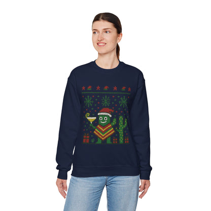 Festive Cactus Christmas Women's Sweatshirt, Funny Santa Hat Holiday Pullover, Women's Heavy Blend™ Crewneck Sweatshirt