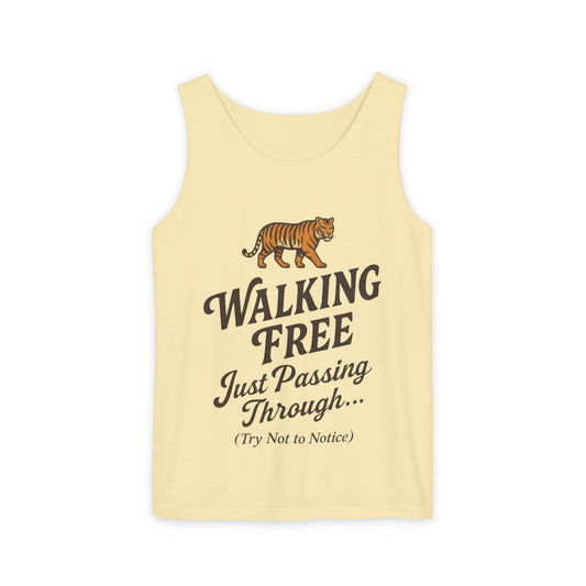 Walking Free Mens Tiger Tank Top, Funny Sleeveless Shirt - Wild Animal Summer Top, Mens Beachwear, Gift for Wild Life Lovers