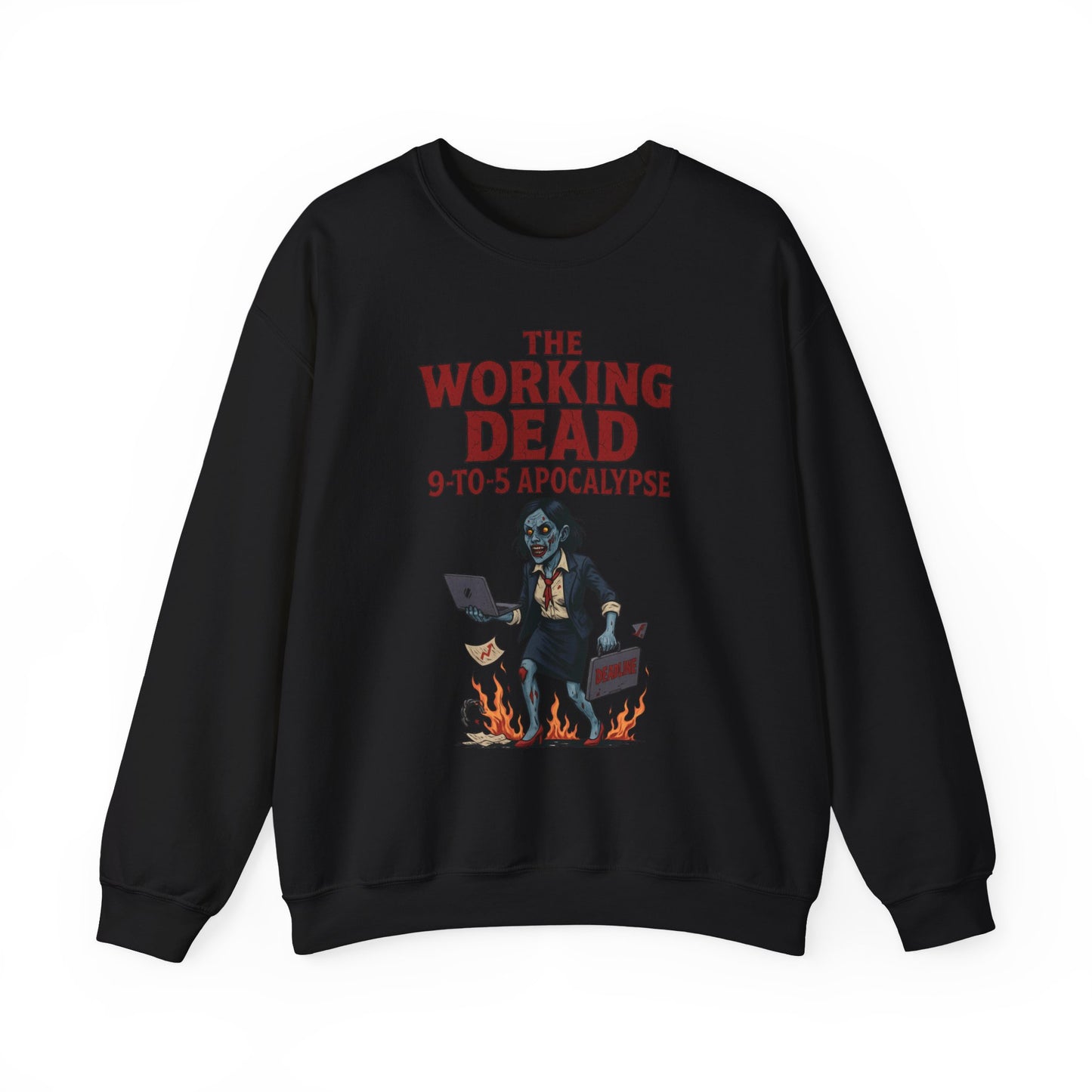Women's The Working Dead 9-to-5 Apocalypse Sweatshirt, Funny Office Zombie Horror Pullover, Halloween Zombie Work Top