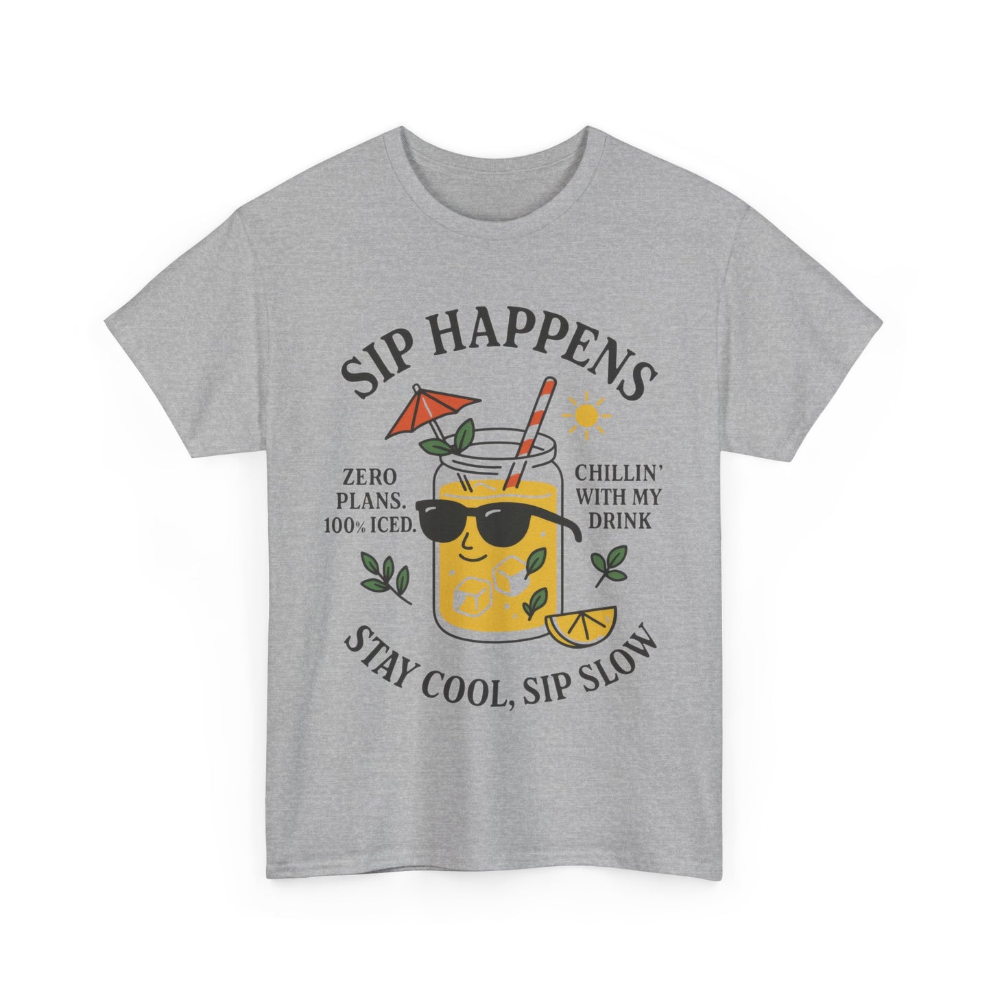 Sip Happens Womens T-Shirt, Funny Summer Drink Graphic Tee, Stay Cool Sip Slow Lemonade Shirt, , Beach Wear, BBQ Parties, Chill Summer Vibes
