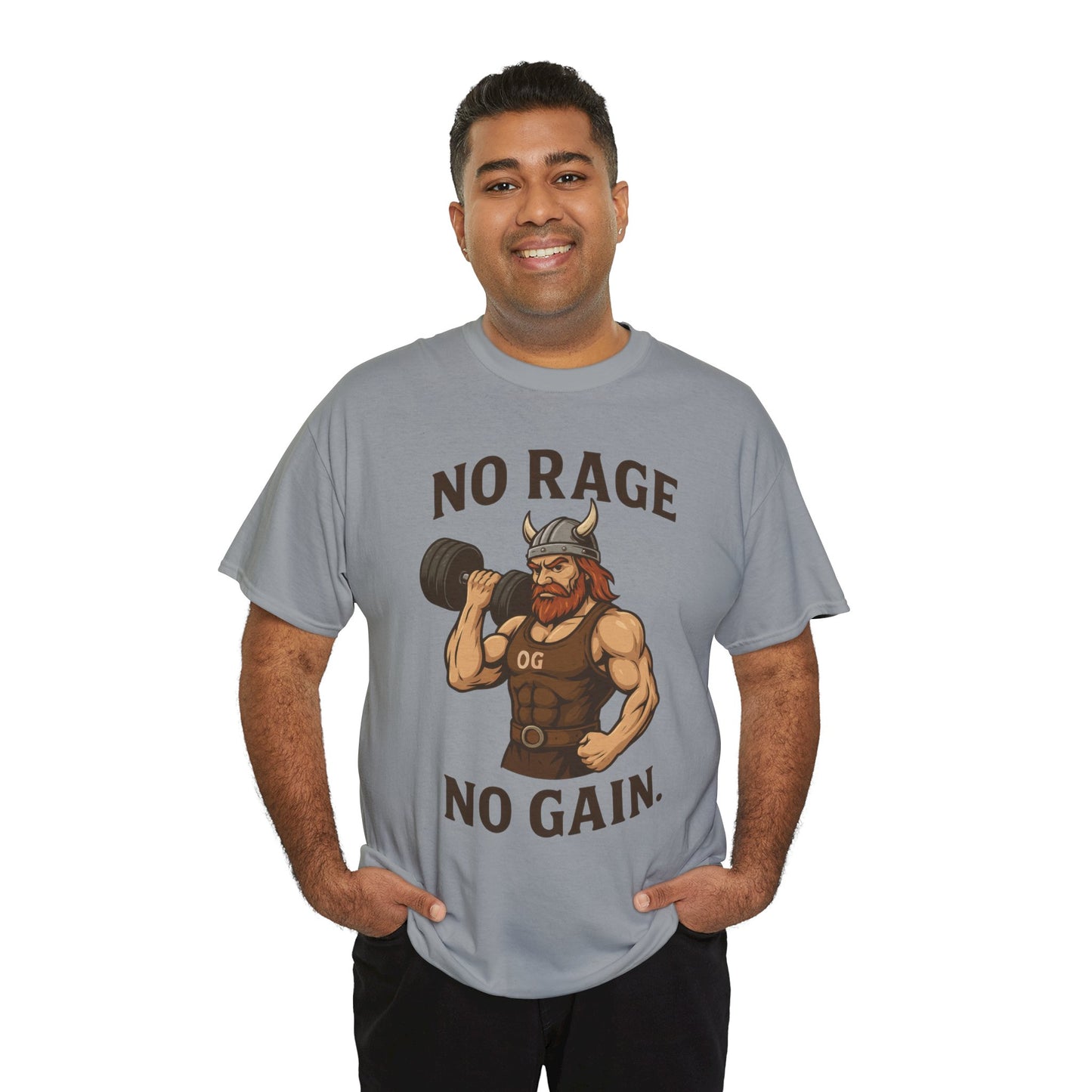 No Rage No Gain Viking Gym Shirt, Funny Muscle Workout Tee, Barbarian Fitness T-Shirt for Men, Powerlifting Humor Shirt, Viking Lifting Gift