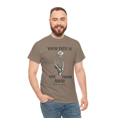 Your Fate Mens Heavy Cotton Tee, Skeleton Dice Graphic T-Shirt, Trendy Gift for Gamers, Gambling Tee, Unique Quote Apparel