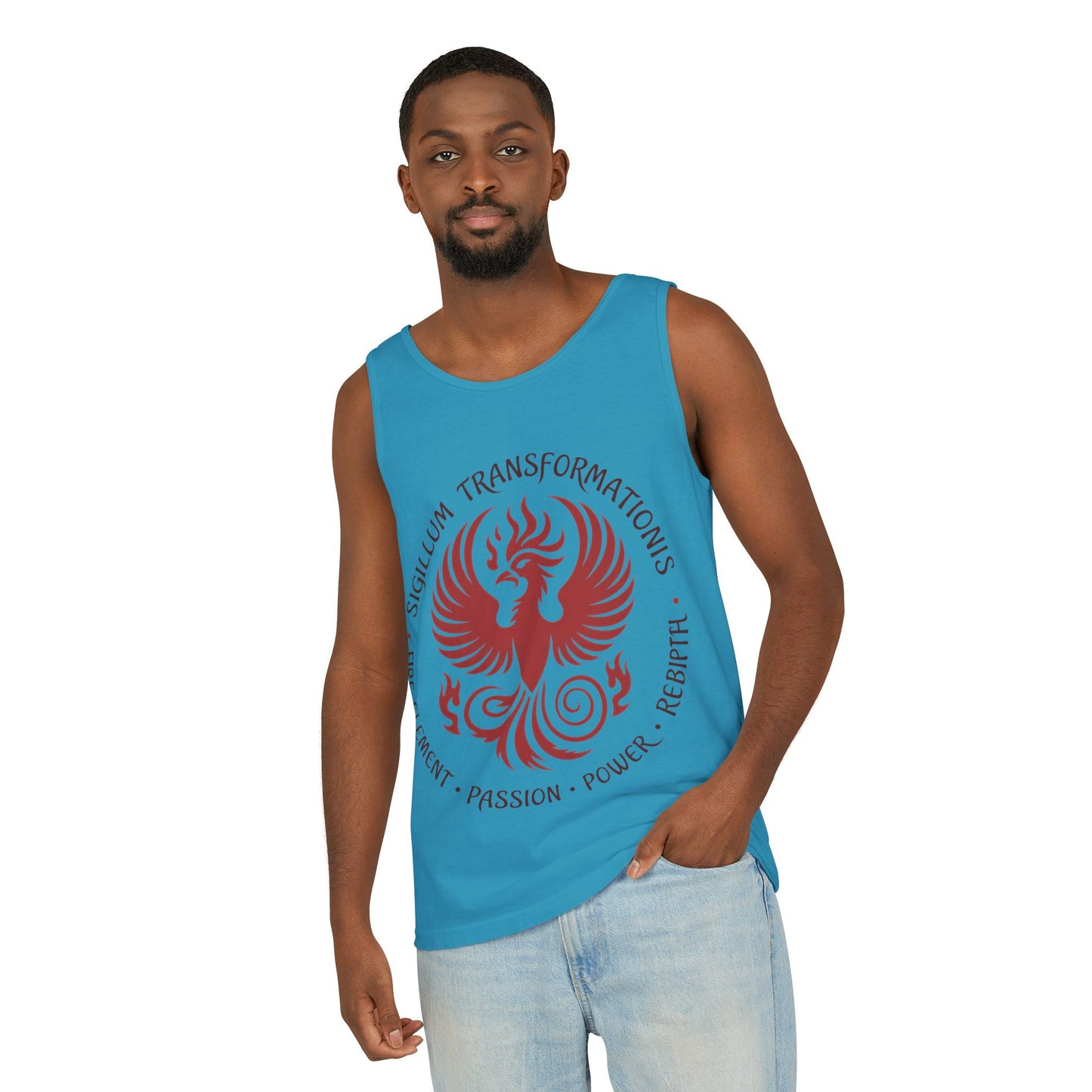 Phoenix Fire Element Tank Top, Sigillum Transformationis Seal, Passion Power Rebirth Totem, Phoenix Symbol Unisex Tank, Spiritual Tee