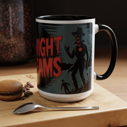 Midnight Screams Mug, Retro Horror Movie Poster Coffee Cup, Gothic Halloween Gift for Horror Lovers, Accent Coffee Mug (11, 15oz)