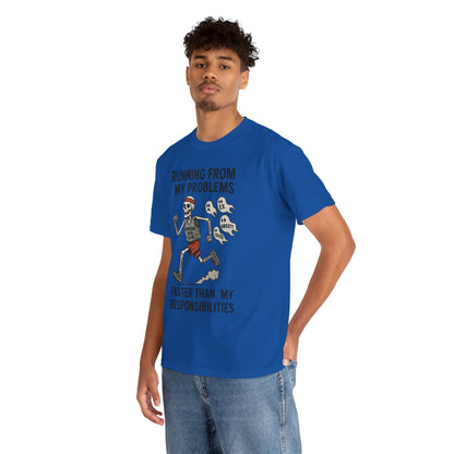 Skeleton Runner Tee for Men, Undead Jogging Club Shirt, Halloween T-Shirt, Gift for Runners, Anxiety Humor Gift