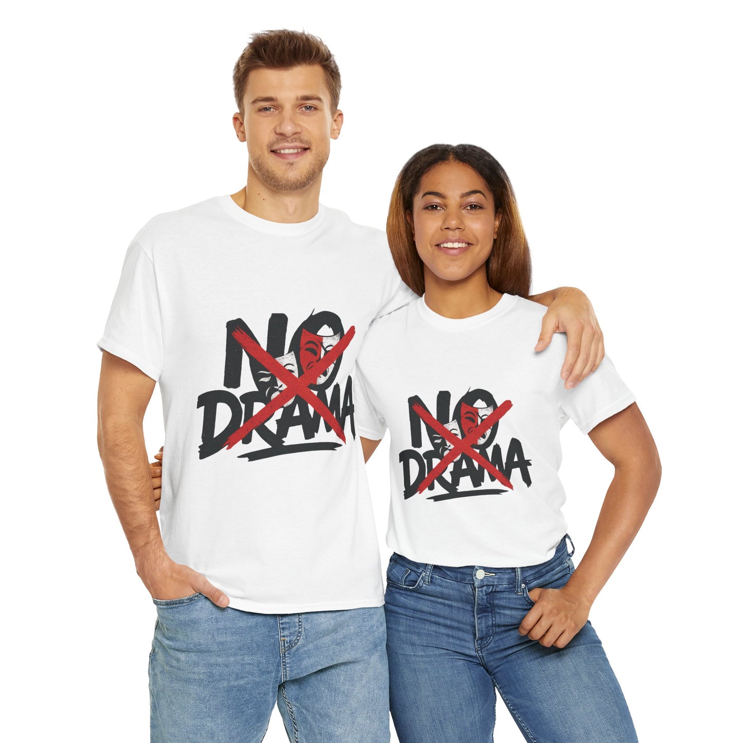 No Drama Unisex Heavy Cotton Tee, Casual Shirt, Gift for Friends, Relaxed Fit, Comfort Wear, Everyday Style