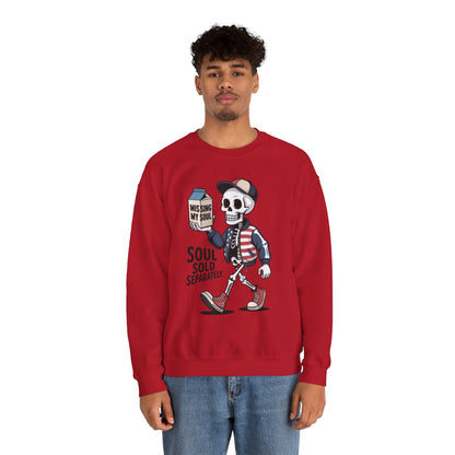 Skeleton Graphic Sweatshirt, Soul Sold Separately Pullover, Funny Gothic Streetwear, Missing My Soul Skull Hoodie Alternative