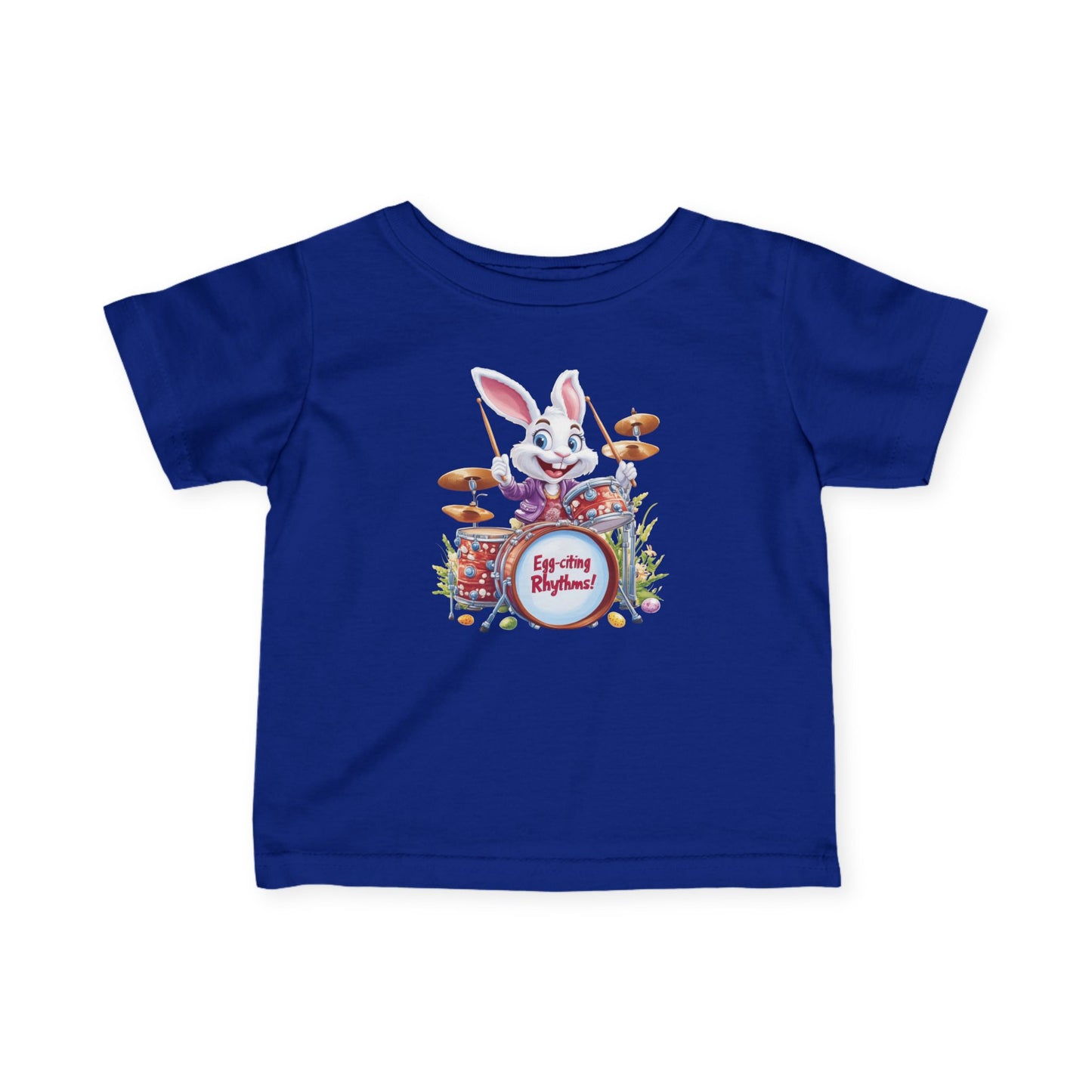 Baby Easter Bunny Drummer Tee - Cute Infant Music Shirt for 6-24 Months, Fun Spring Gift for Babies, Adorable Bunny Playing Drums