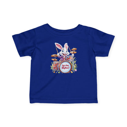 Baby Easter Bunny Drummer Tee - Cute Infant Music Shirt for 6-24 Months, Fun Spring Gift for Babies, Adorable Bunny Playing Drums