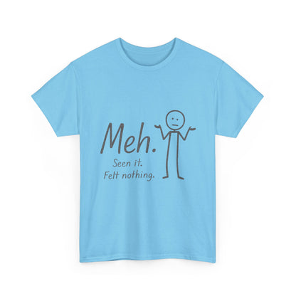 Funny Women's Heavy Cotton Tee, 'Meh' Graphic Shirt, Perfect Gift for Sarcastic Friends, Casual Wear, Birthdays, Everyday Humor, Comfy Tee
