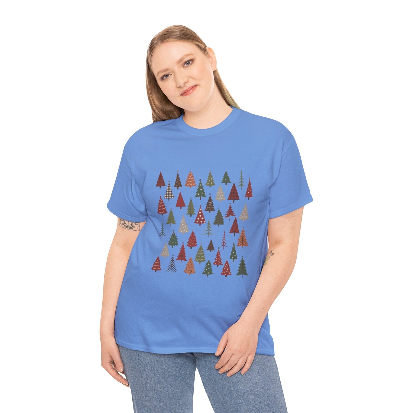 Minimal Christmas Tree T-Shirt, Boho Holiday Tee for Women