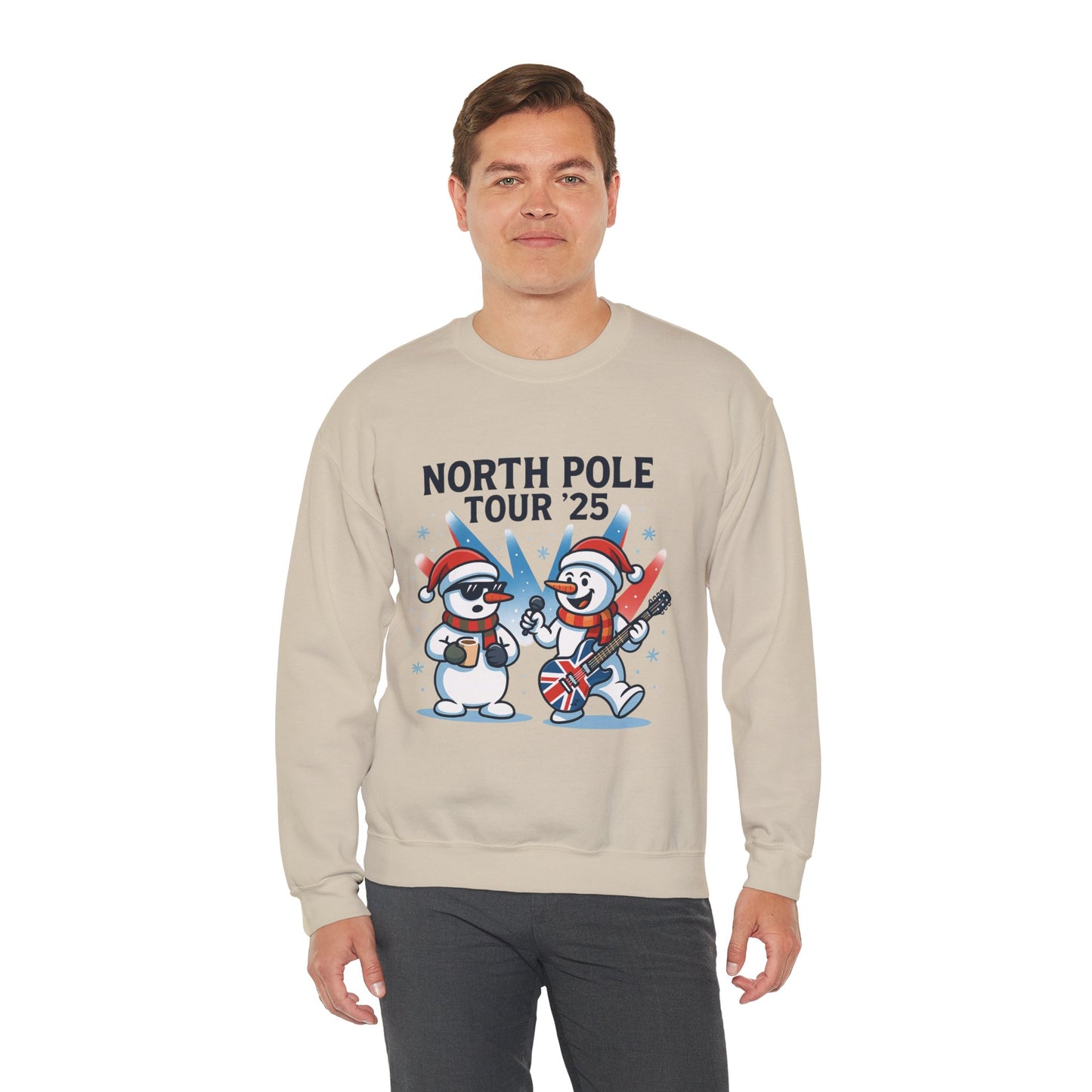 North Pole Tour 25 Men's Christmas Sweatshirt, Funny Rock Band Holiday Jumper