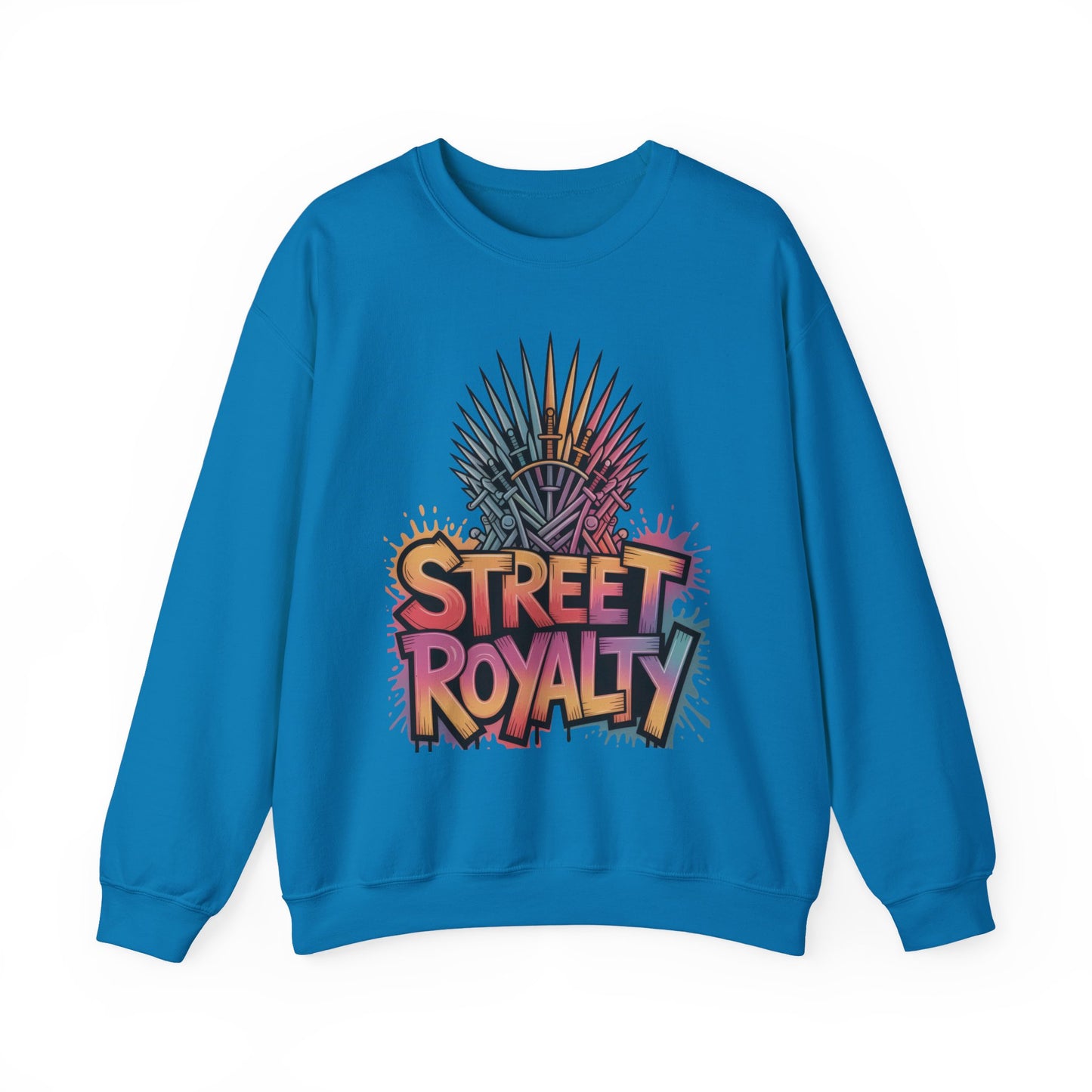 Street Royalty Women's Crewneck Sweatshirt, Graffiti Crown Graphic Pullover, Urban Streetwear Top