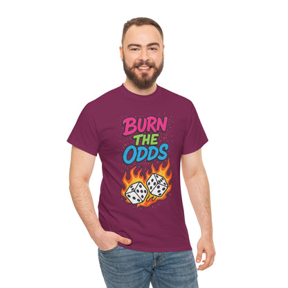 Burn the Odds Graphic Tee | Cool Casual Wear, Gaming Shirt, Unisex Cotton Tee, Dice Design T-Shirt, Gift for Gamers
