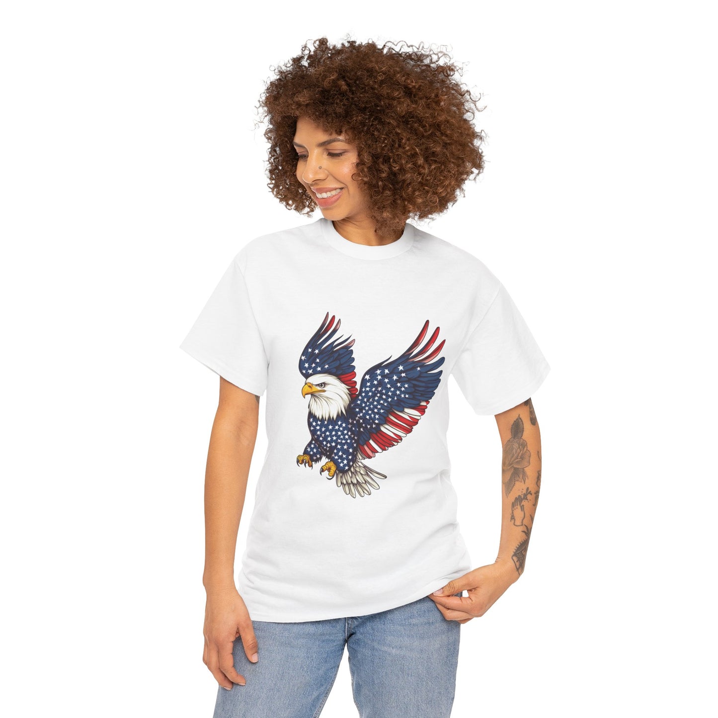 Patriotic Eagle Tee | Unisex Heavy Cotton T-Shirt for Independence Day, Memorial Day, Veterans Day, Gift for Nature Lovers, Casual Wear
