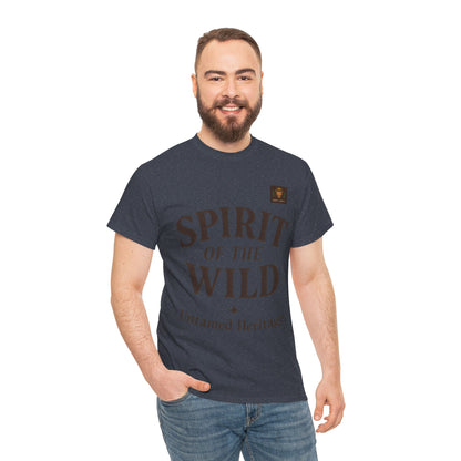 Spirit of the Wild Mens Heavy Cotton Tee, Nature Lover Gift, Outdoor Adventure Shirt, Unisex Tee, Casual Wear, Unique Graphic Apparel