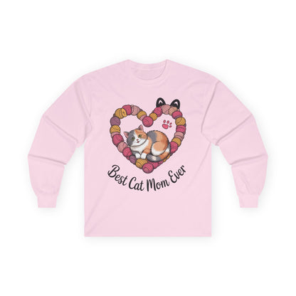Best Cat Mom Ever Long Sleeve Tee, Cat Lover Gift, Pet Parent Apparel, Birthday Gift for Cat Moms, Cozy Cat Mom Shirt